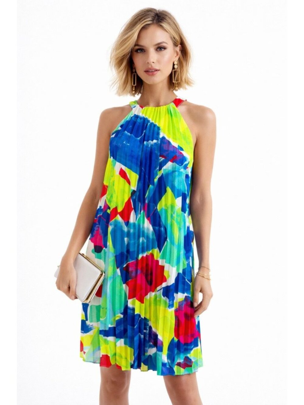 Lauren Ralph Lauren Modern Halter Dress Abstract Multicolor Retro Womens 12